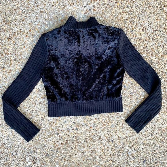 Vtg Express Faux Fur Wool Blend Ribbed Full Zip Jacket Size M - Picture 10 of 10